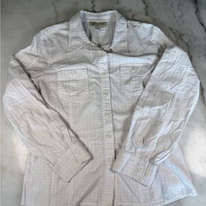 Women's Jones of New York Sport White Striped Button Down Top-Size L